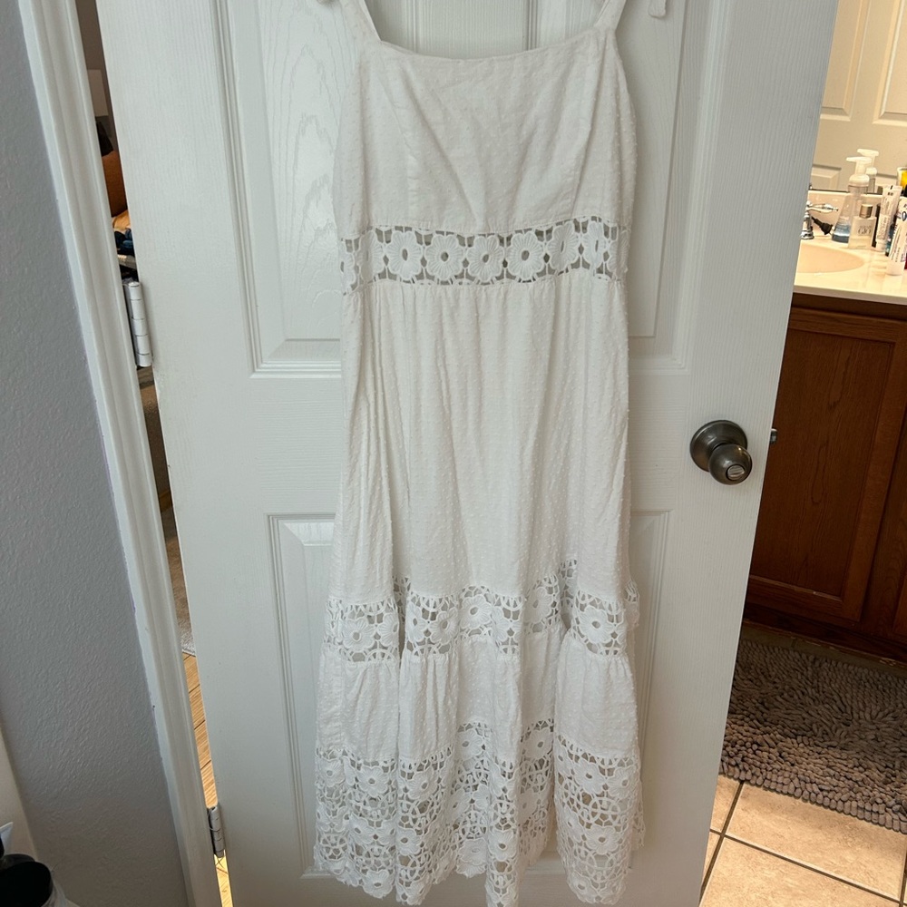 Lulu's Cream Spaghetti Strap Maxi Dress